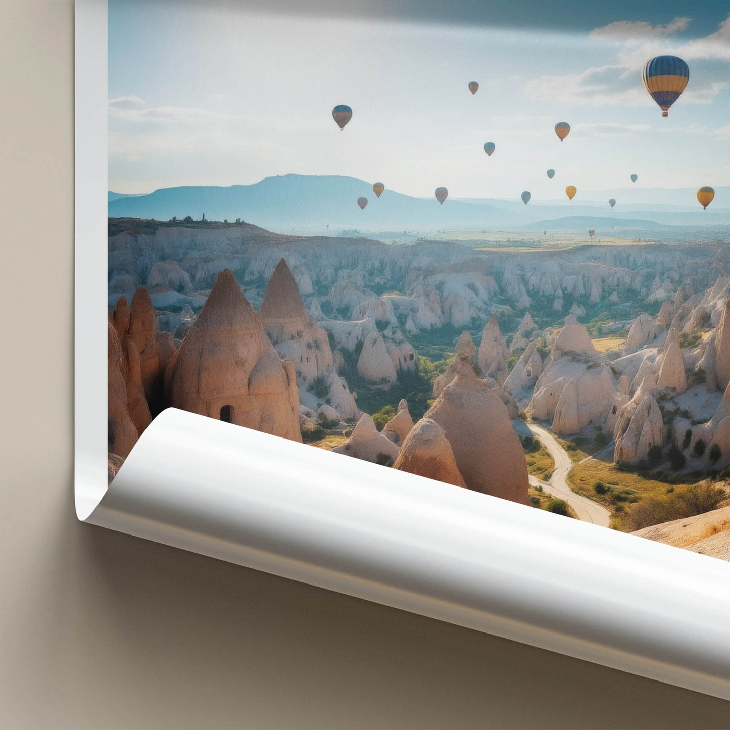 CAPPADOCIA Poster - Turkey Travel Art - Sunny Balloon Landscape Home Decor