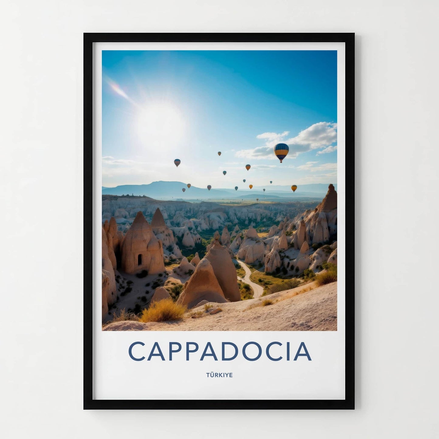 CAPPADOCIA Poster - Turkey Travel Art - Sunny Balloon Landscape Home Decor