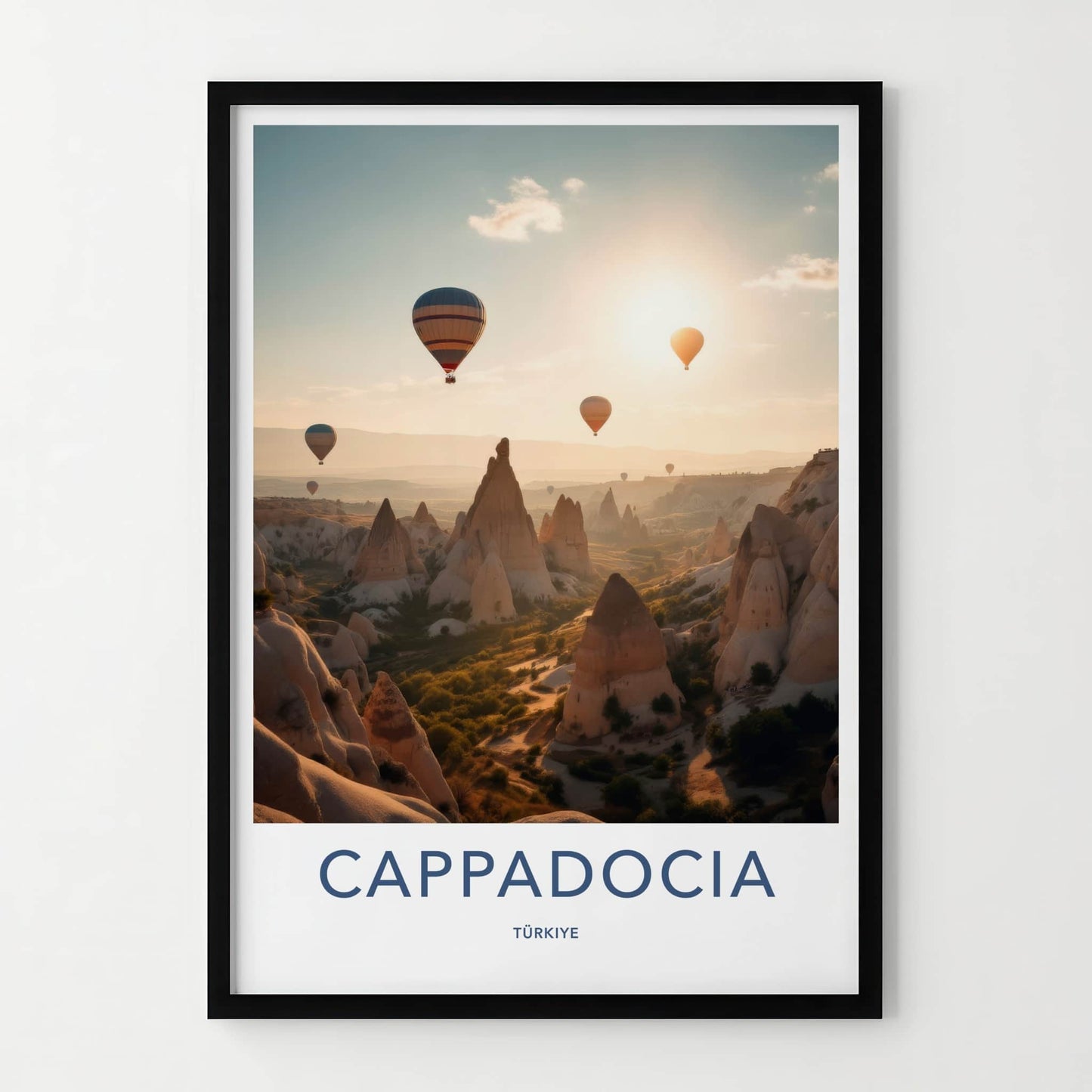 Cappadocia Poster - Turkey Travel Art - Sunrise Balloon Landscape Home Decor