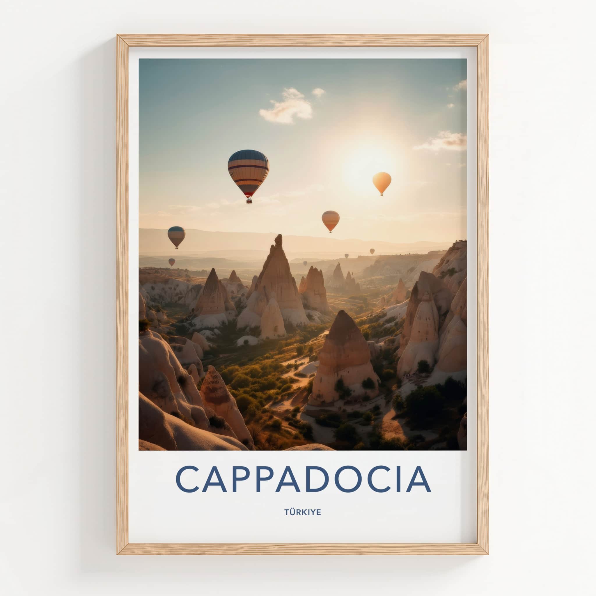 Cappadocia Poster - Turkey Travel Art - Sunrise Balloon Landscape Home Decor