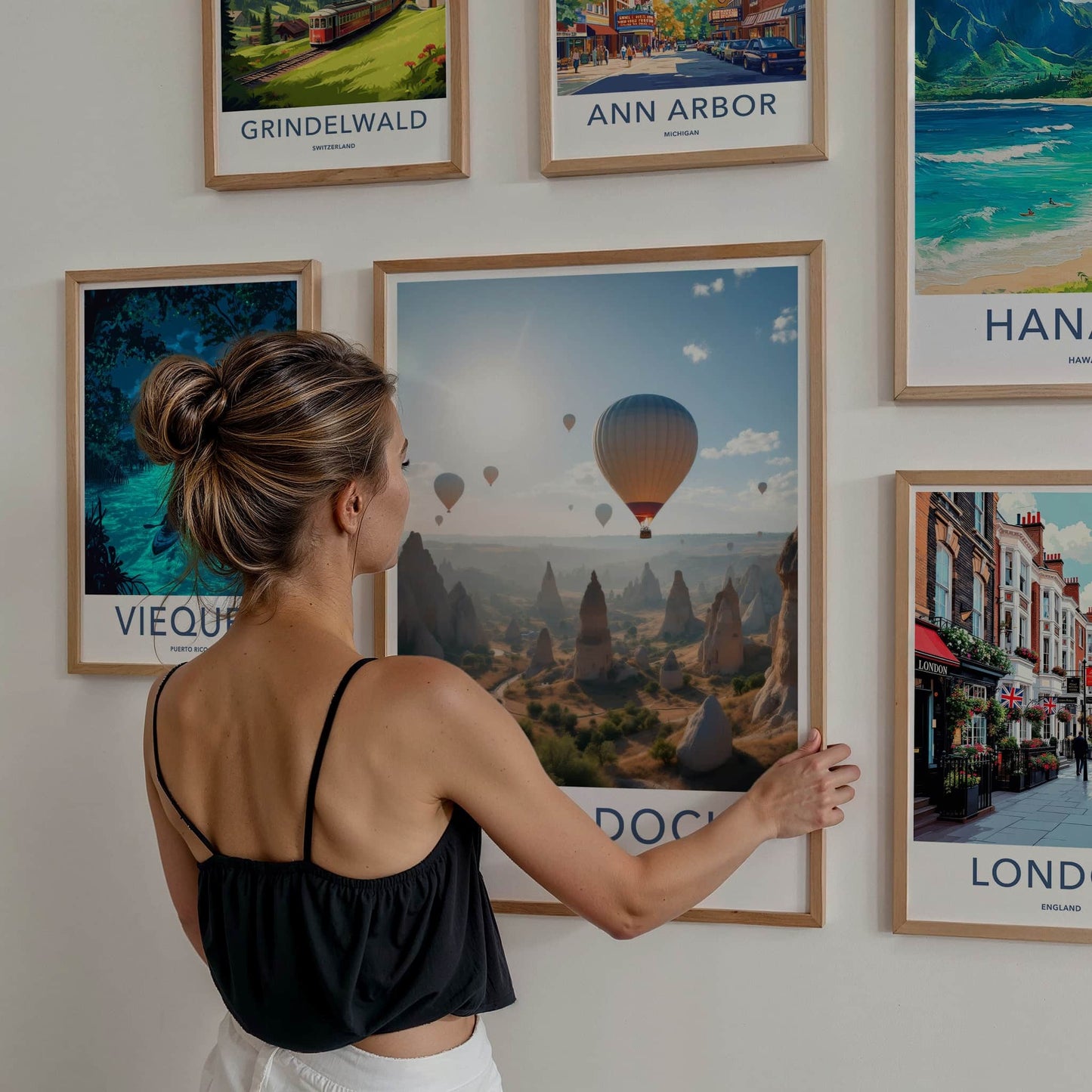 Cappadocia Poster - Turkey Travel Art - Sunrise Valley Balloons Wall Decor
