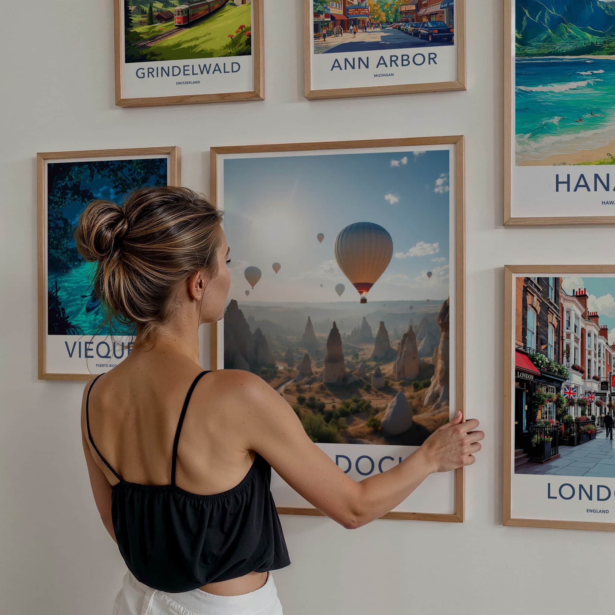 Cappadocia Poster - Turkey Travel Art - Sunrise Valley Balloons Wall Decor