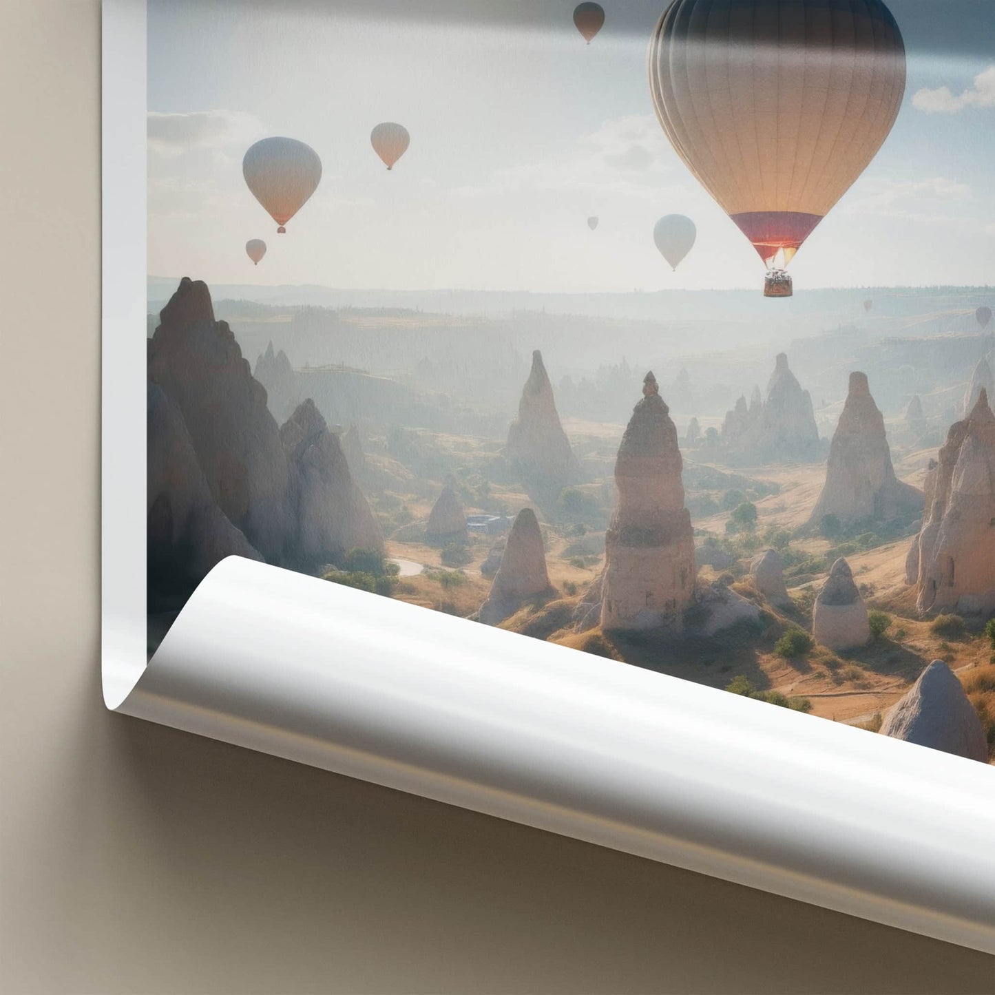 Cappadocia Poster - Turkey Travel Art - Sunrise Valley Balloons Wall Decor