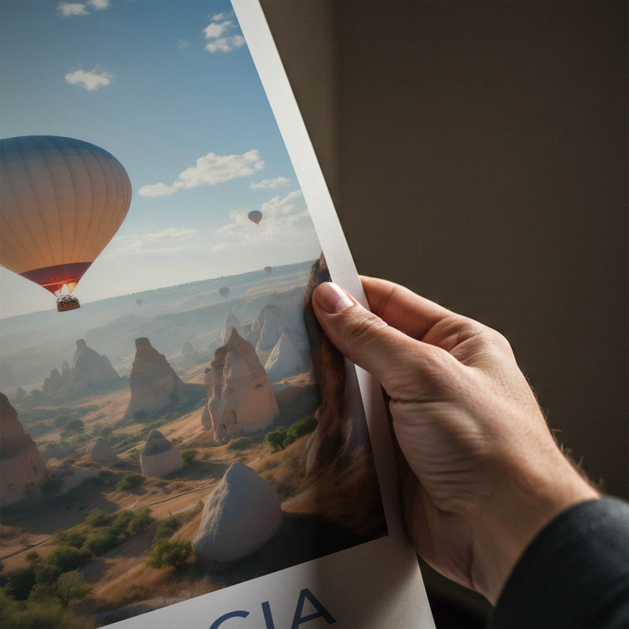 Cappadocia Poster - Turkey Travel Art - Sunrise Valley Balloons Wall Decor