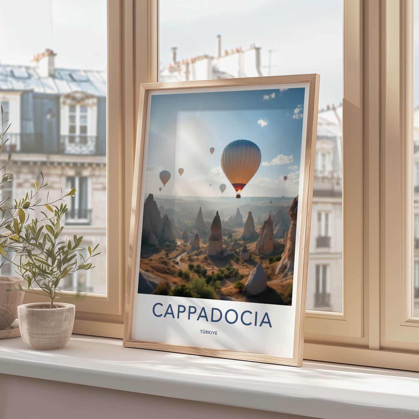 Cappadocia Poster - Turkey Travel Art - Sunrise Valley Balloons Wall Decor