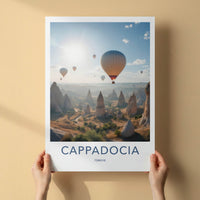 Cappadocia Poster - Turkey Travel Art - Sunrise Valley Balloons Wall Decor