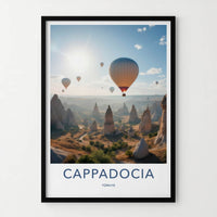 Cappadocia Poster - Turkey Travel Art - Sunrise Valley Balloons Wall Decor