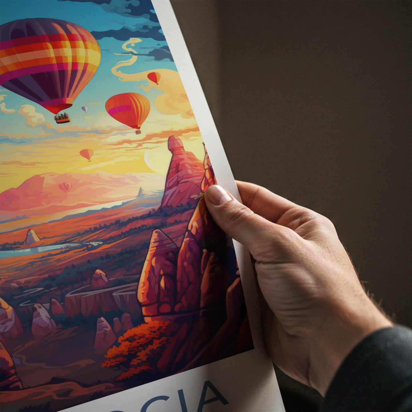 Cappadocia Poster - Turkiye Travel Art - Scenic Valley Balloons Home Decor