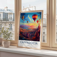 Cappadocia Poster - Turkiye Travel Art - Scenic Valley Balloons Home Decor