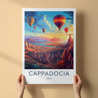 Cappadocia Poster - Turkiye Travel Art - Scenic Valley Balloons Home Decor