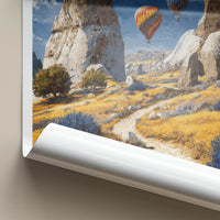 Cappadocia Poster - Turkiye Travel Art - Uplifting Desert Balloons Gallery Art