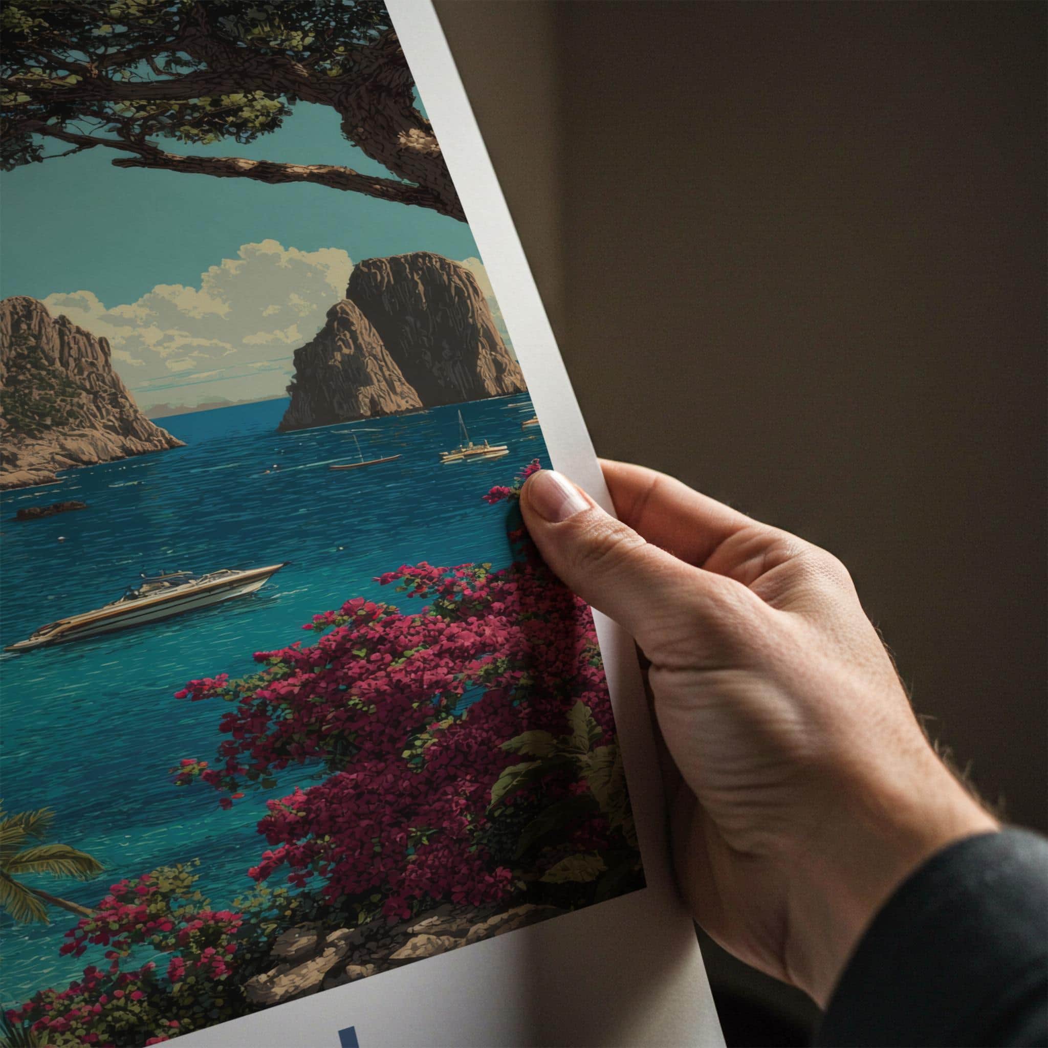 Capri Poster - Italy Travel Art - Turquoise Water Cliffs Home Decor