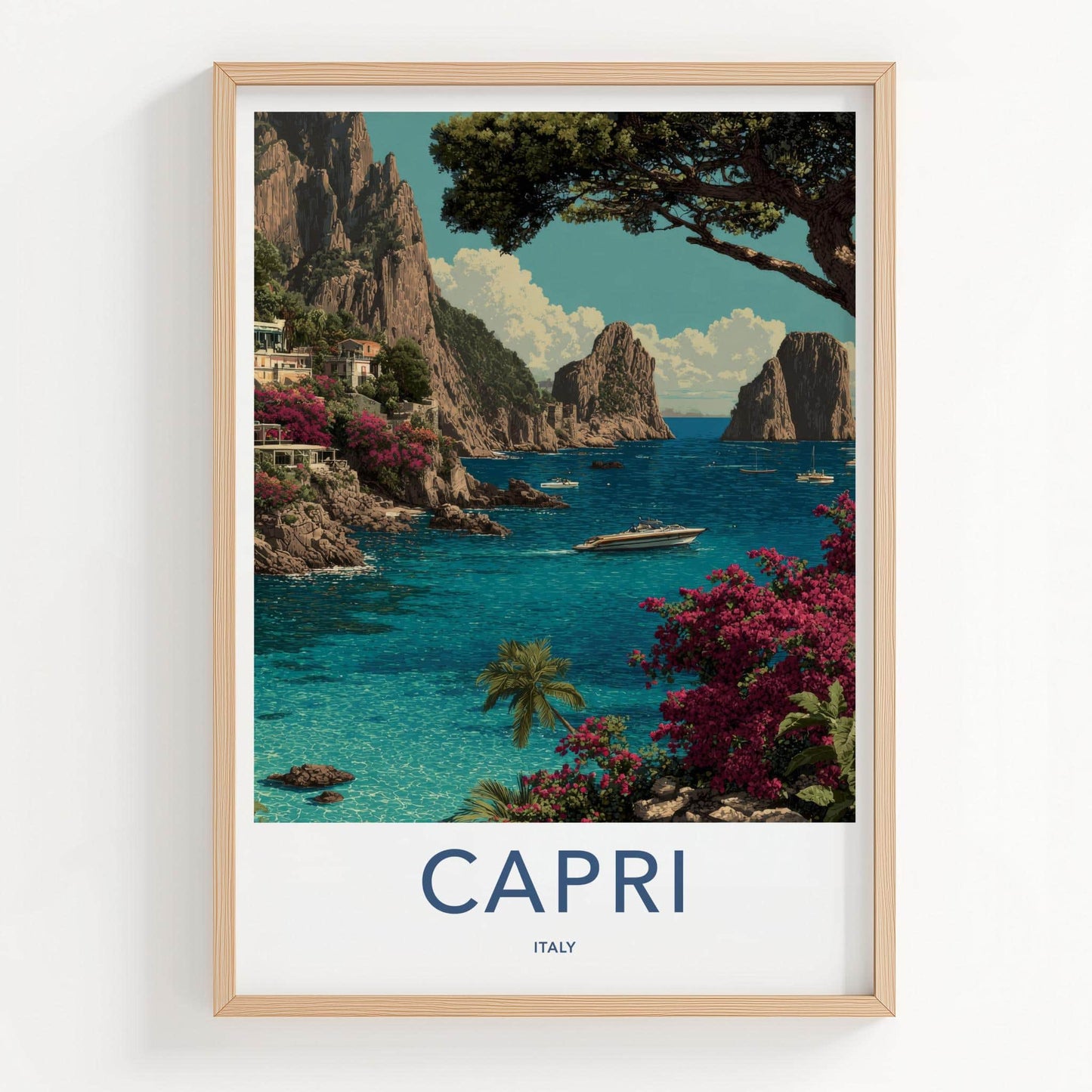 Capri Poster - Italy Travel Art - Turquoise Water Cliffs Home Decor