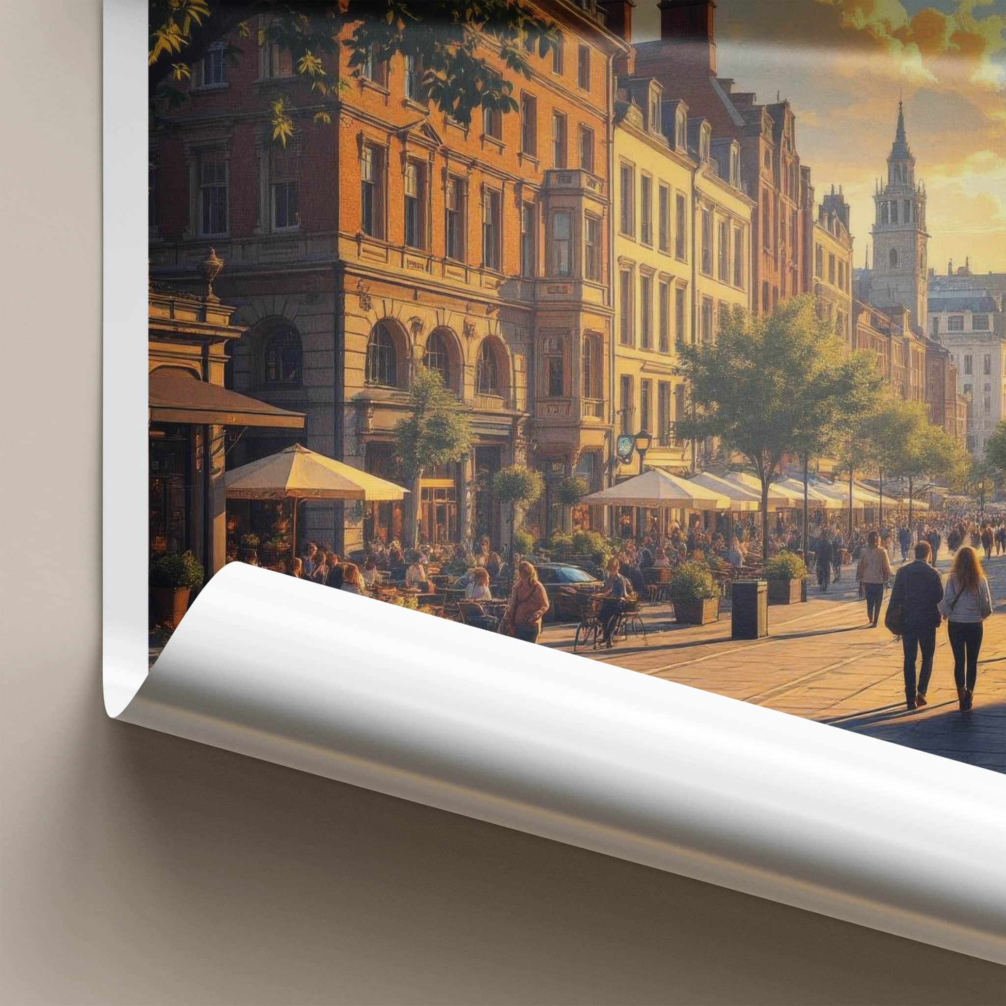Cardiff Poster - United Kingdom Travel Art - Golden Hour Promenade Home Decor