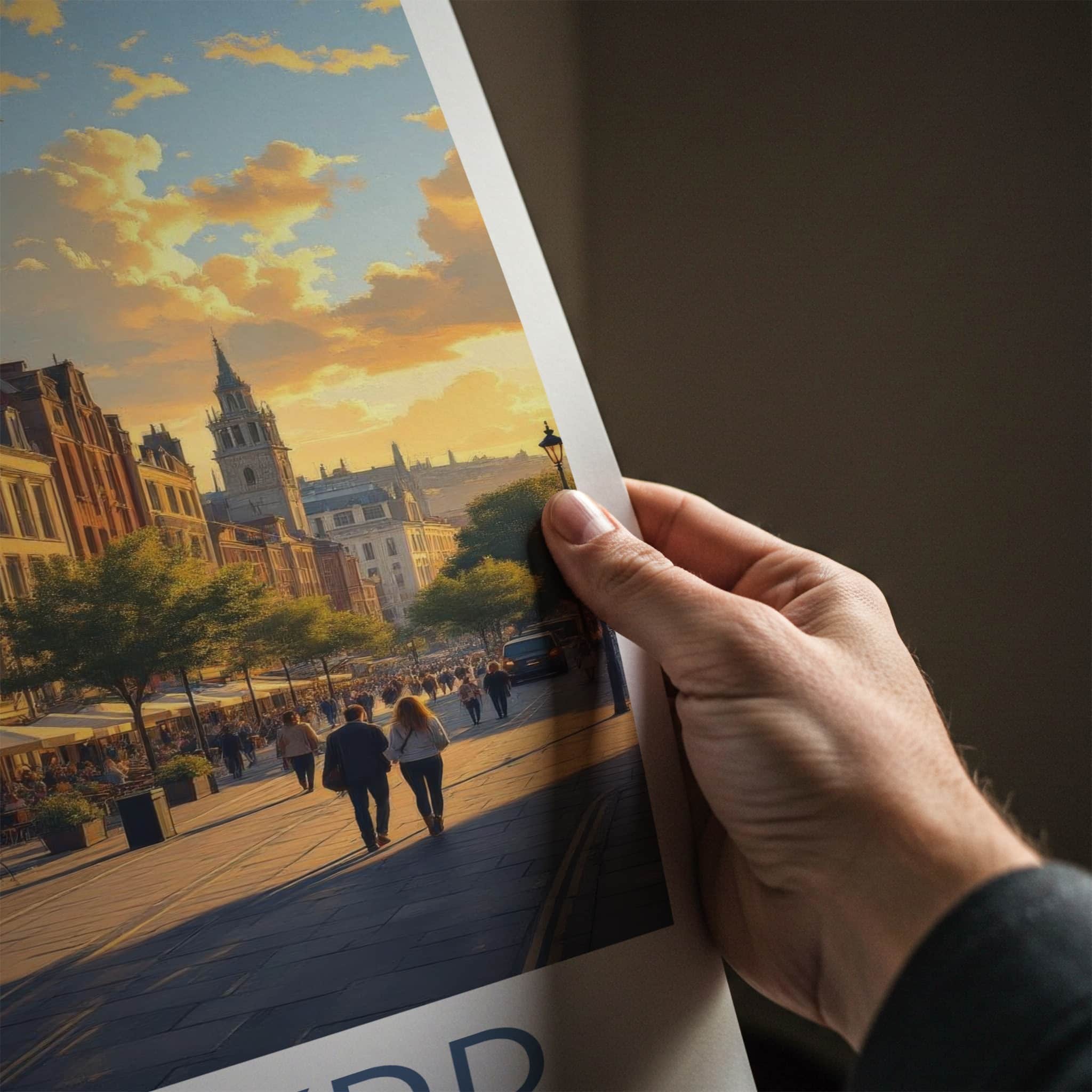 Cardiff Poster - United Kingdom Travel Art - Golden Hour Promenade Home Decor