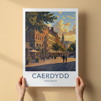 Cardiff Poster - United Kingdom Travel Art - Golden Hour Promenade Home Decor