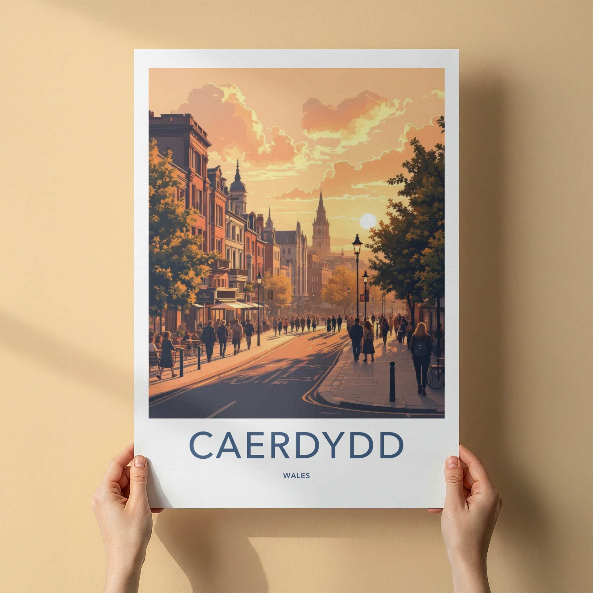 Cardiff Poster - Wales Framed Print - Golden Hour City Lounge Decor