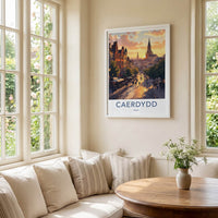 Cardiff Poster - Wales Framed Print - Sunset City Street Home Decor