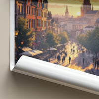 Cardiff Poster - Wales Framed Print - Sunset City Street Home Decor
