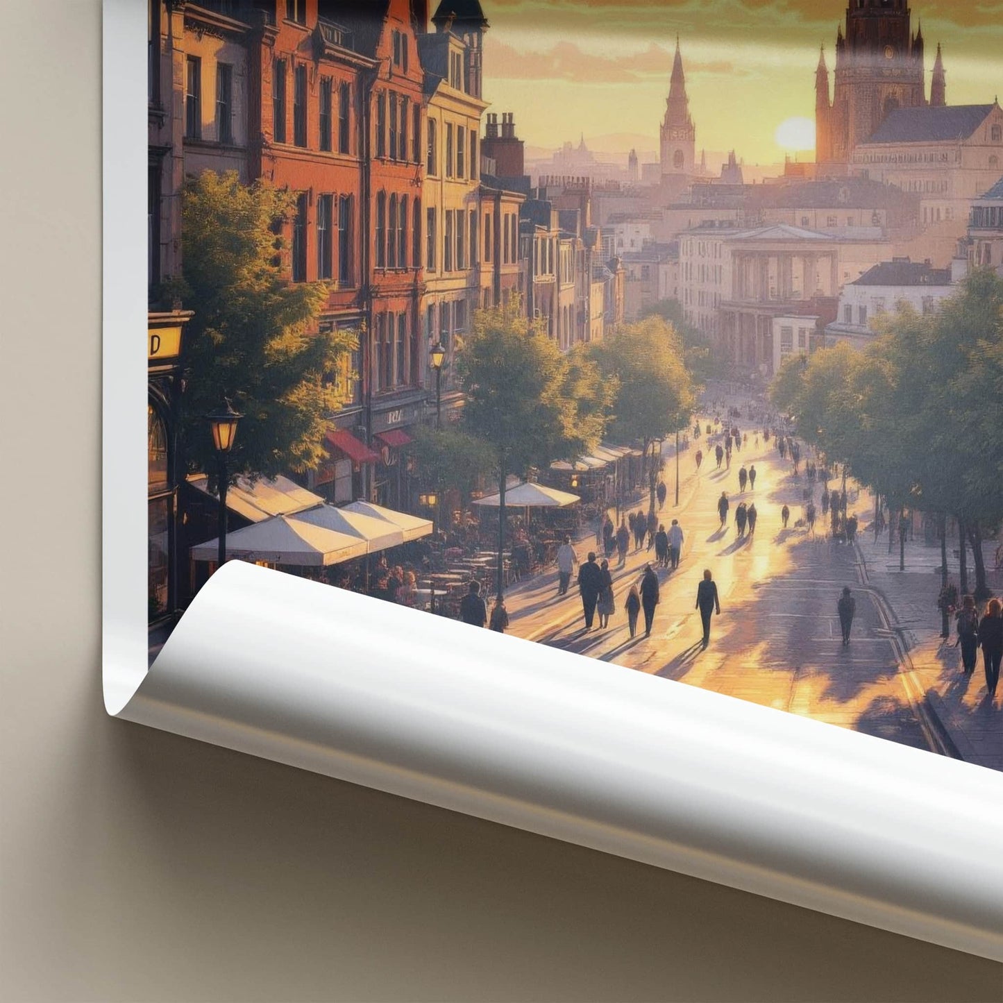 Cardiff Poster - Wales Framed Print - Sunset City Street Home Decor