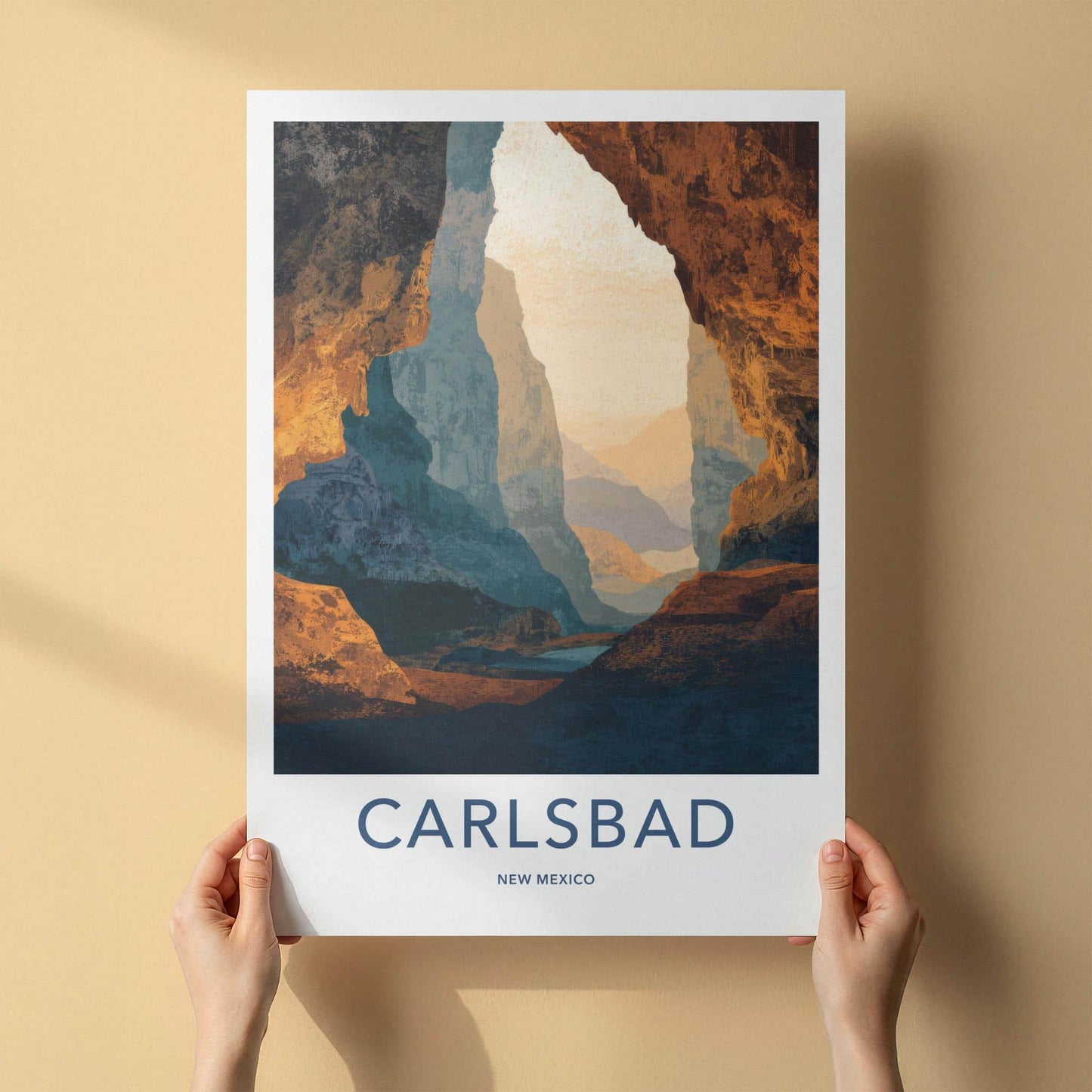 Carlsbad Poster - New Mexico Scenic Art - Cavernous Rock Formations Wall Decor