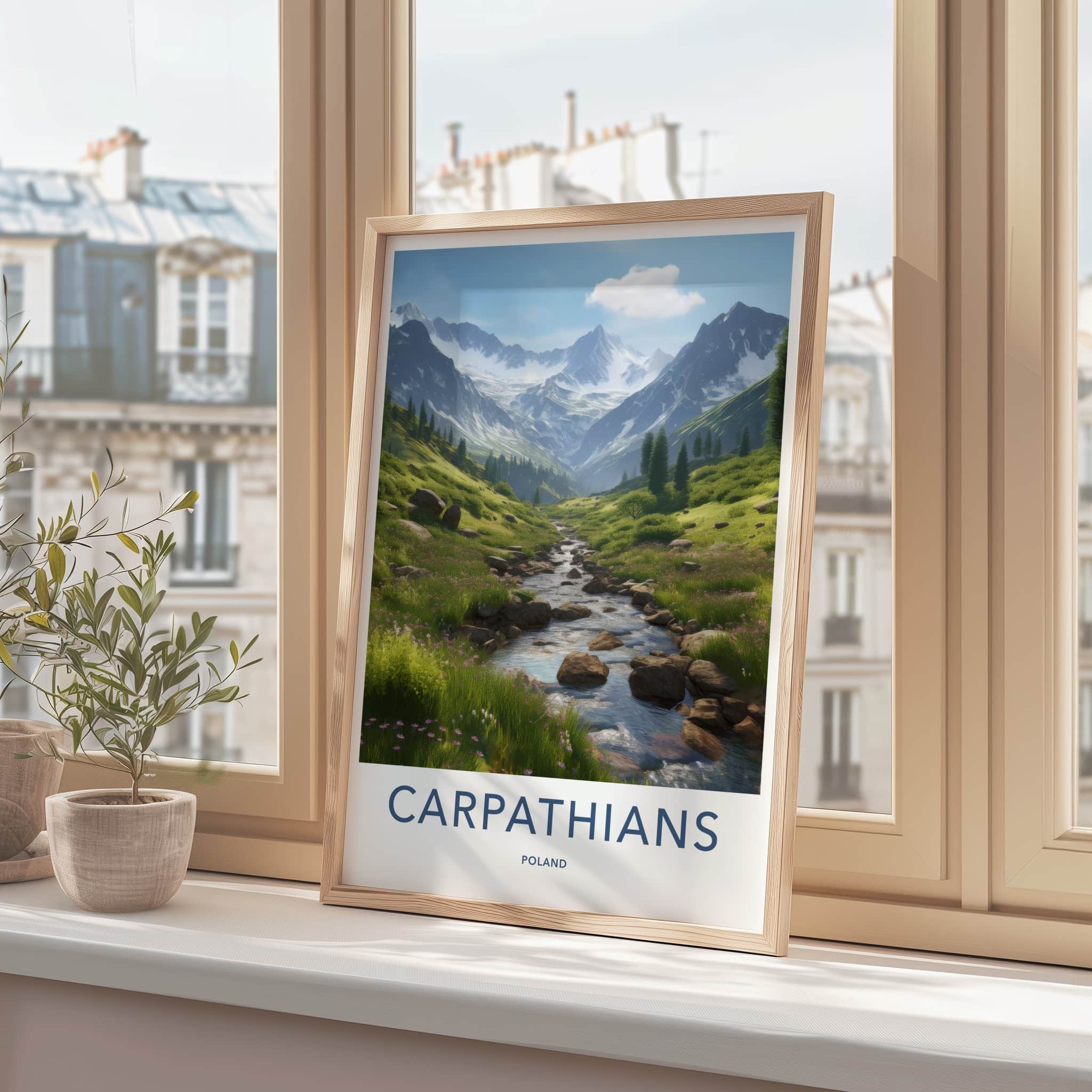Carpathians Poster - Poland Travel Art - Mountain River Valley Home Decor