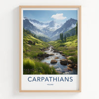 Carpathians Poster - Poland Travel Art - Mountain River Valley Home Decor