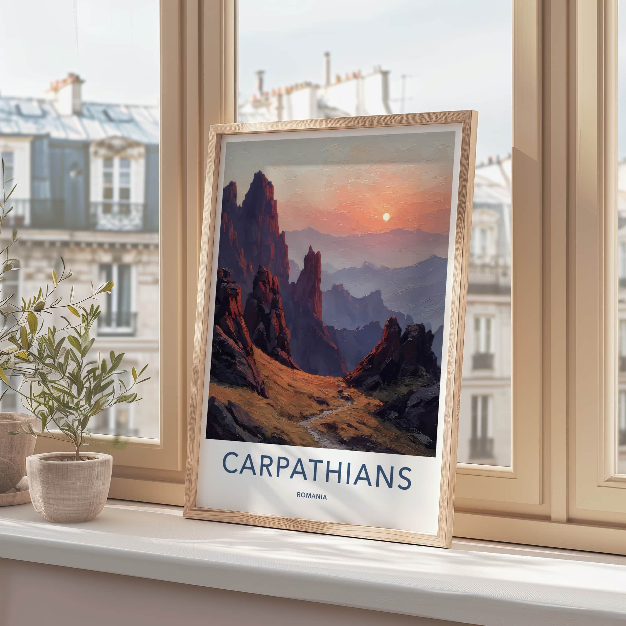 Carpathians Poster - Romania Travel Art - Mountain Sunset Path Wall Decor