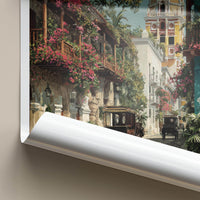 Cartagena Poster - Colombia Travel Art - Colonial Street Carriages Home Decor