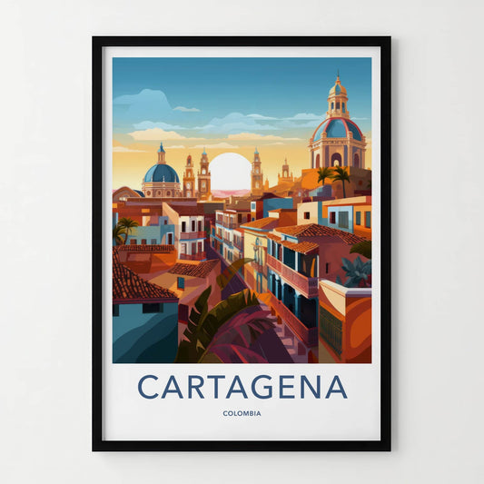 Cartagena Poster - Colombia Travel Art - Vibrant Cityscape Sunset Wall Decor