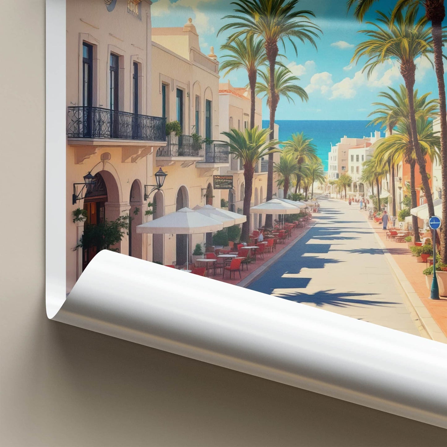 Casablanca Poster - Morocco Travel Art - Coastal Street Scene Home Decor