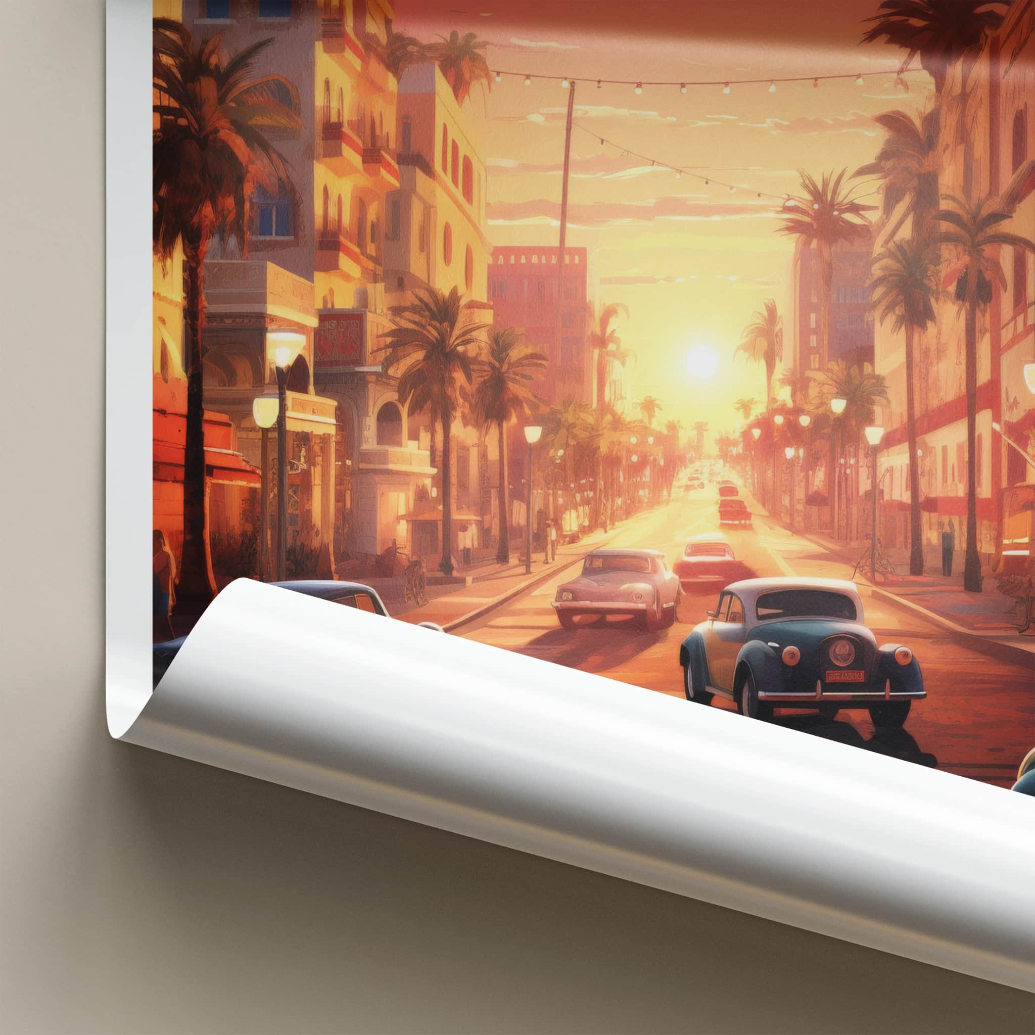 Casablanca Poster - Morocco Travel Art - Golden Hour Boulevard Home Decor