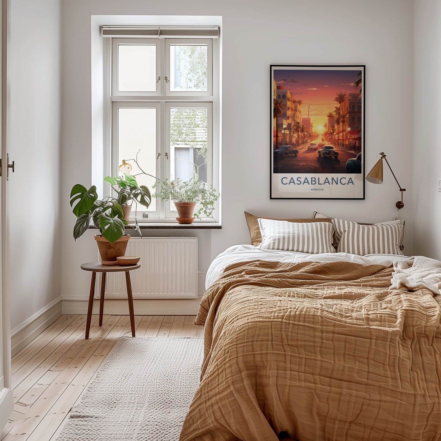 Casablanca Poster - Morocco Travel Art - Golden Hour Boulevard Home Decor