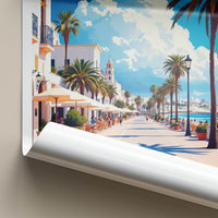 Casablanca Poster - Morocco Travel Art - Palm Lined Promenade Home Decor