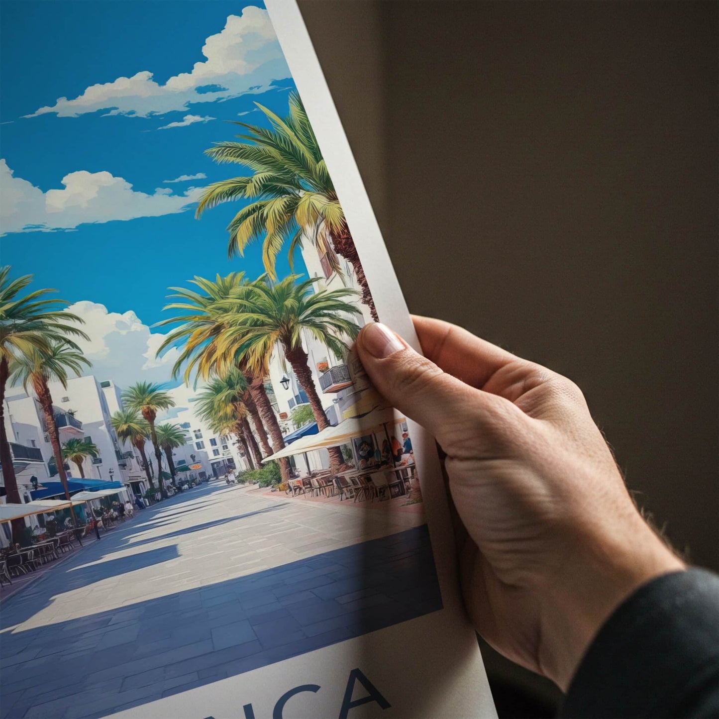 Casablanca Poster - Morocco Travel Art - Sunny Street Palms Home Decor