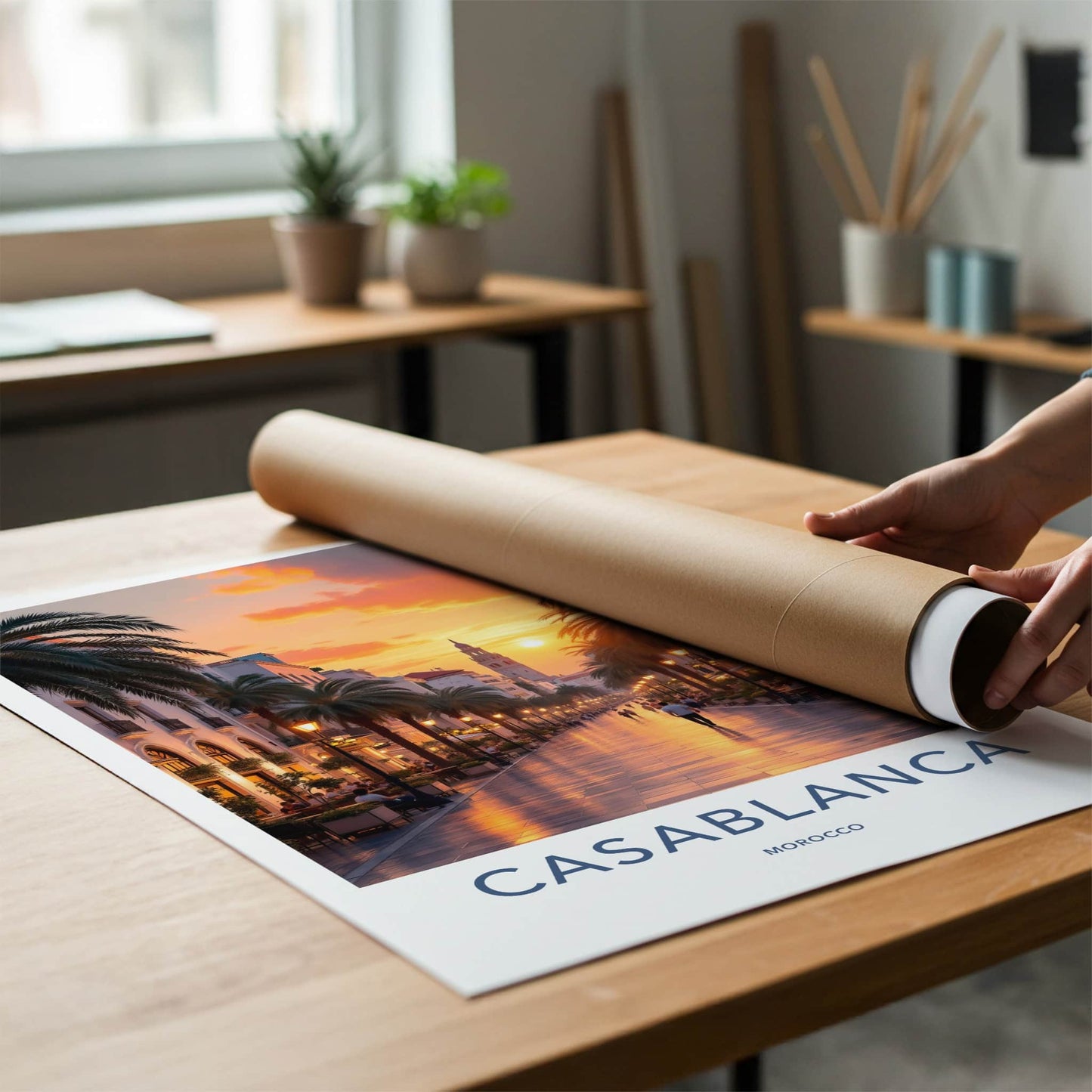 Casablanca Poster - Morocco Travel Art - Vibrant City Sunset Home Decor
