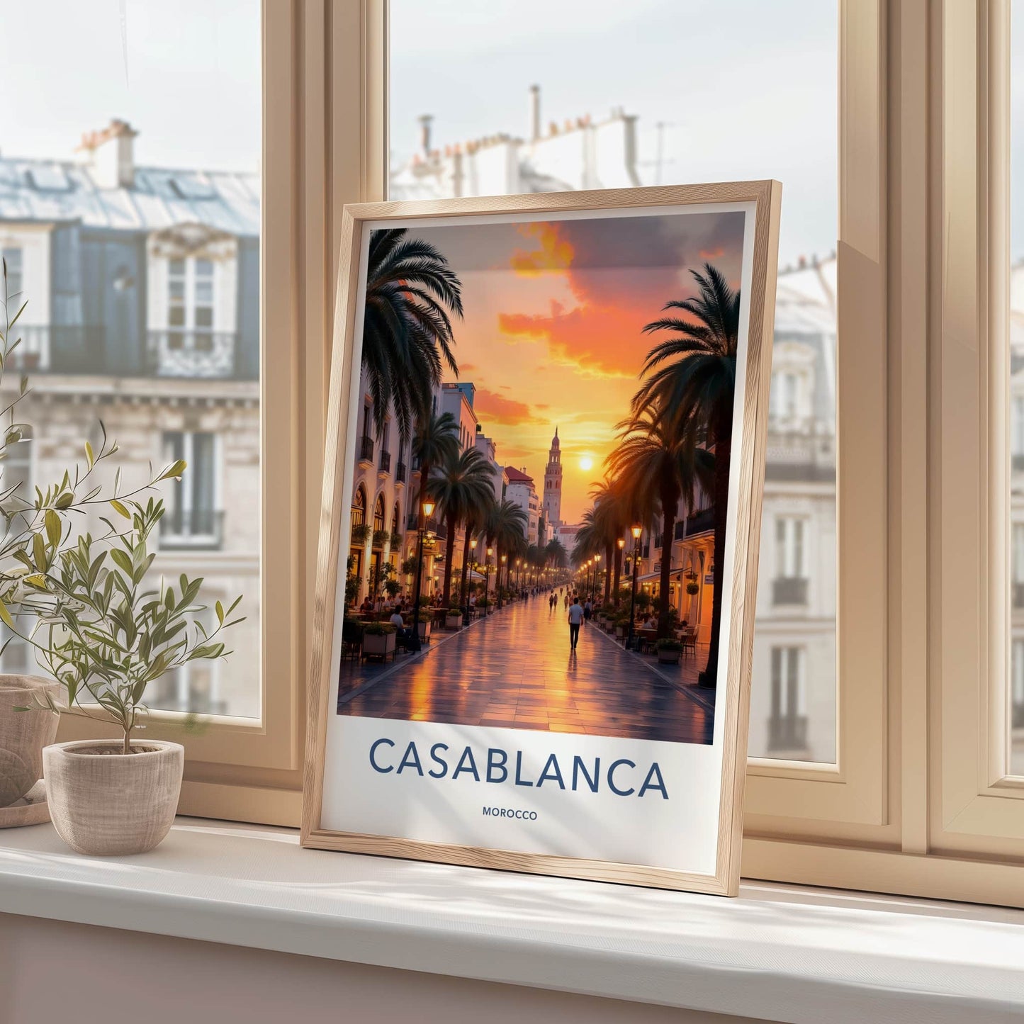 Casablanca Poster - Morocco Travel Art - Vibrant City Sunset Home Decor