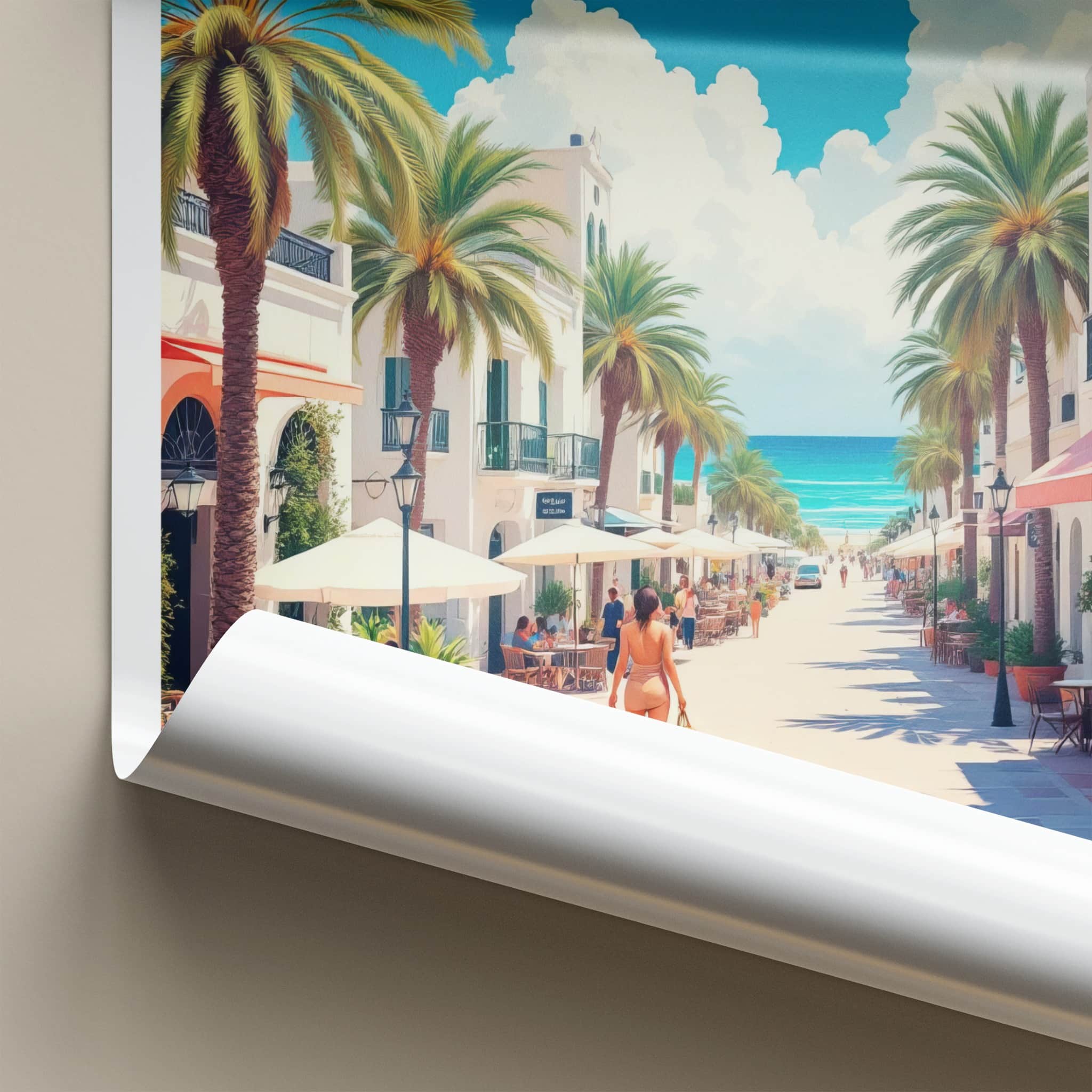 Casablanca Poster - Morocco Travel Art - Vibrant Coastal Street Wall Decor