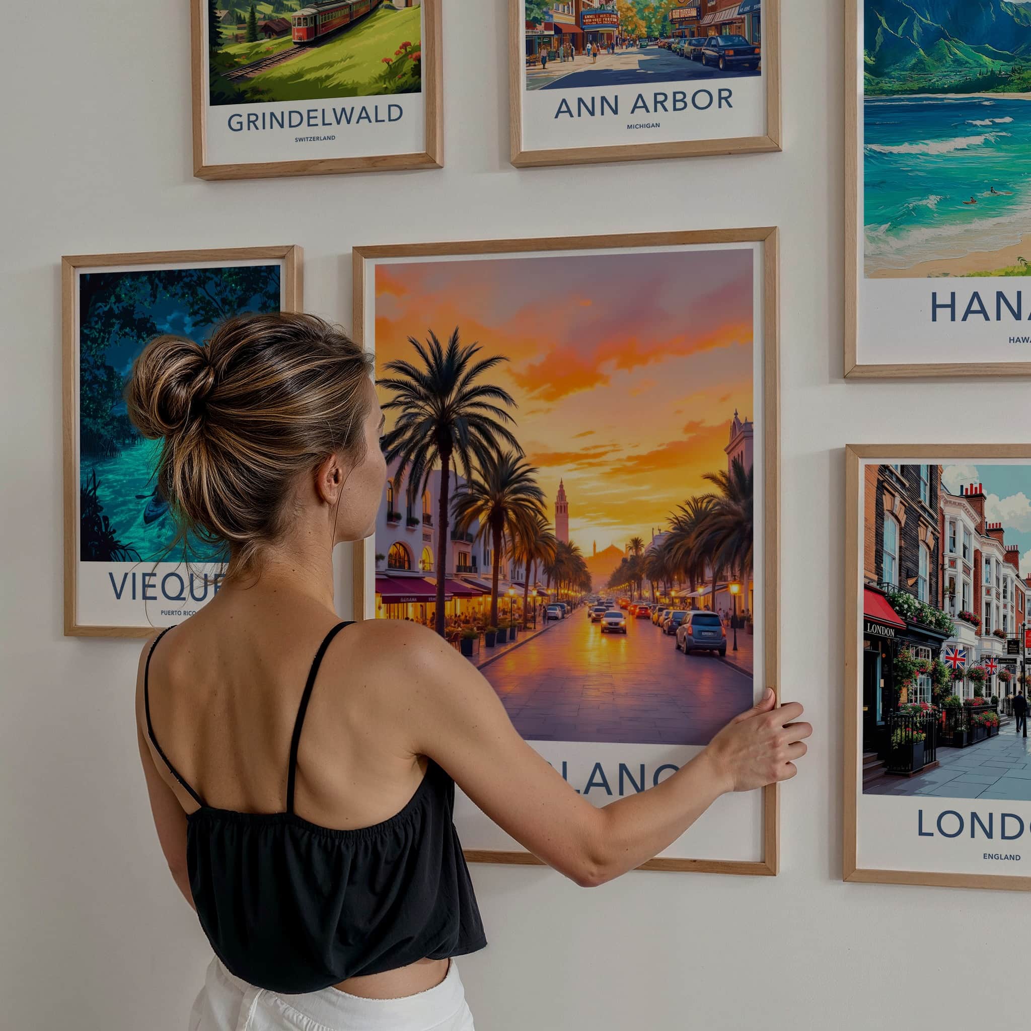 Casablanca Poster - Morocco Travel Art - Vibrant Street Sunset Home Decor