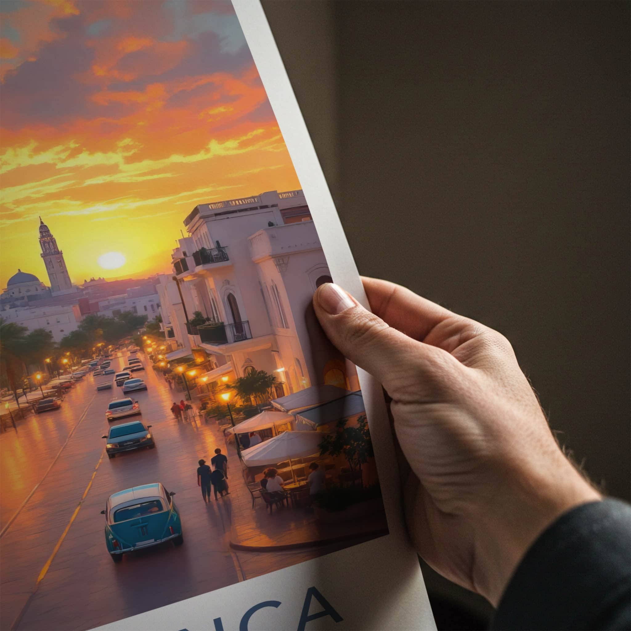 Casablanca Poster - Morocco Travel Art - Vibrant Sunset Street Home Decor