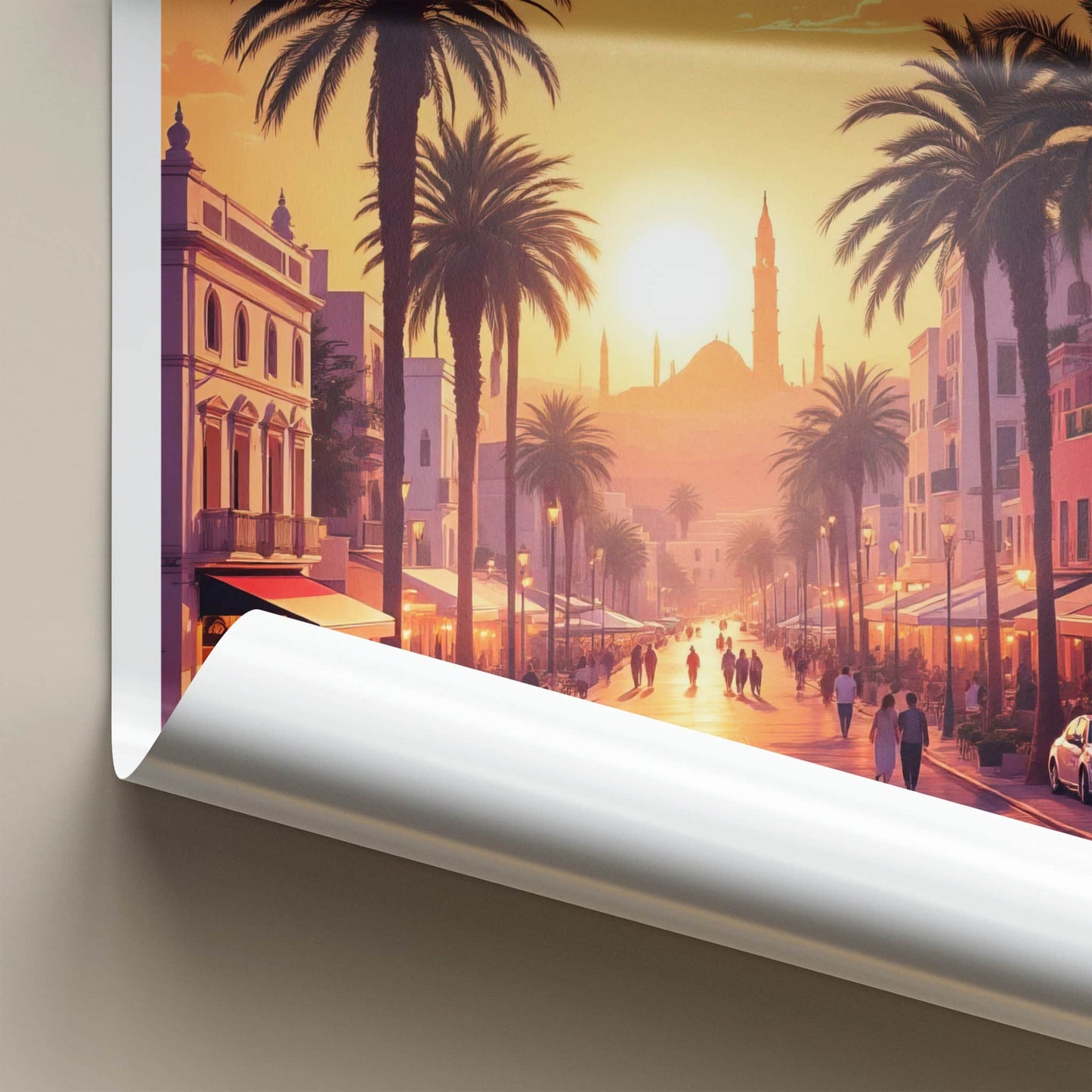 Casablanca Poster - Morocco Travel Art - Vibrant Sunset Street Home Decor