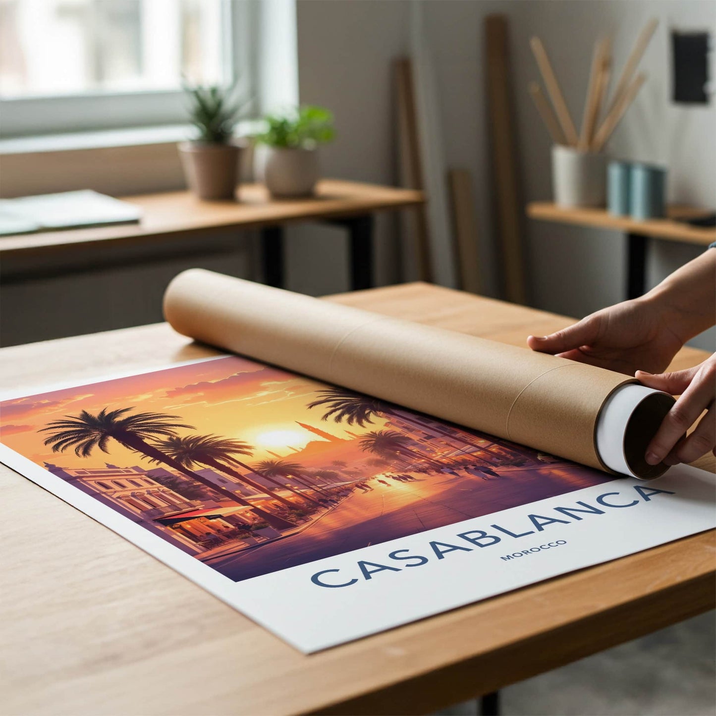 Casablanca Poster - Morocco Travel Art - Vibrant Sunset Street Home Decor