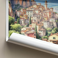 Castelmezzano Poster - Italy Travel Art - Cliffside Village Belltower Home Decor