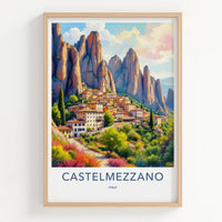 Castelmezzano Poster - Italy Travel Art - Dramatic Rock Village Home Decor