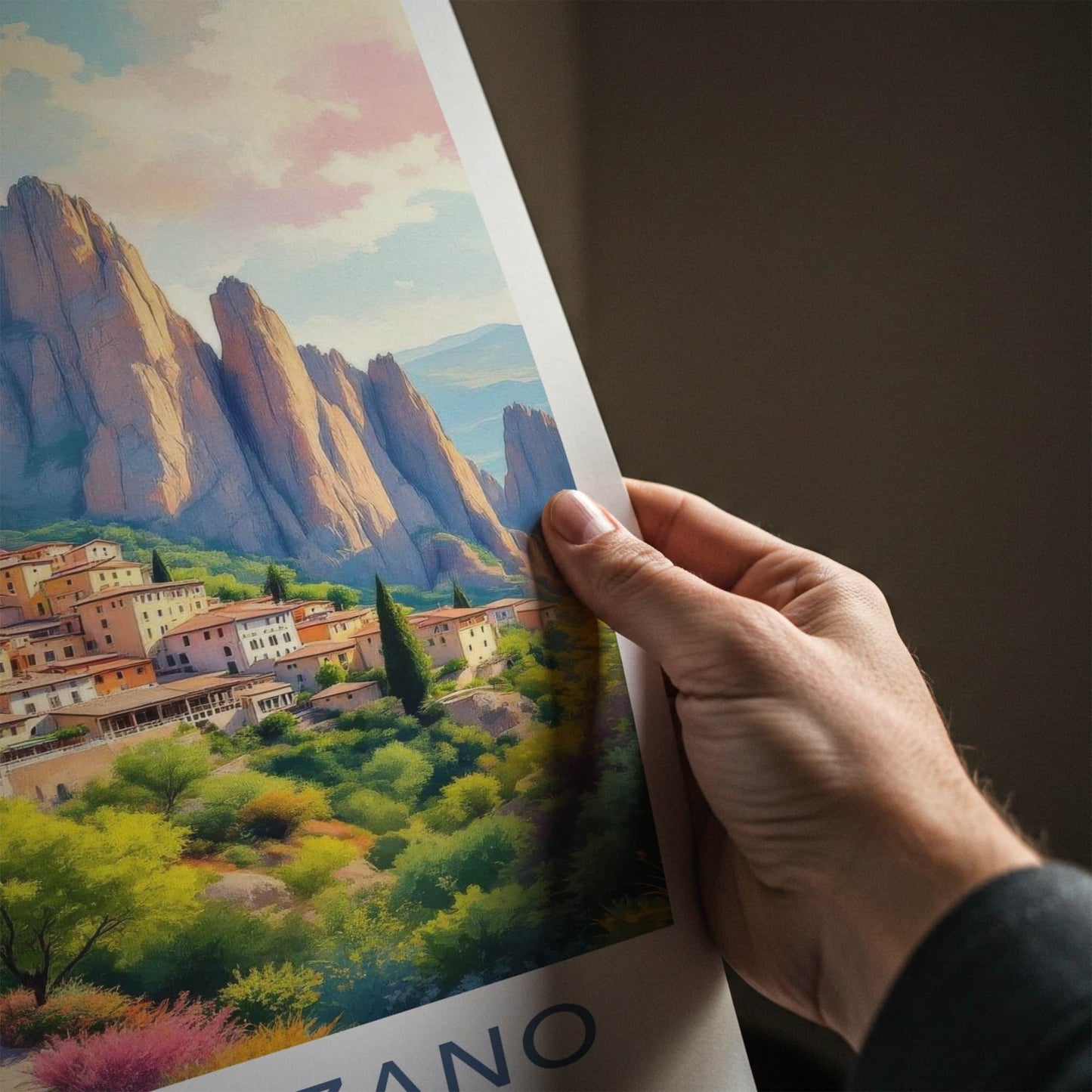 Castelmezzano Poster - Italy Travel Art - Dramatic Rock Village Home Decor