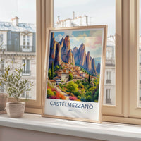 Castelmezzano Poster - Italy Travel Art - Dramatic Rock Village Home Decor
