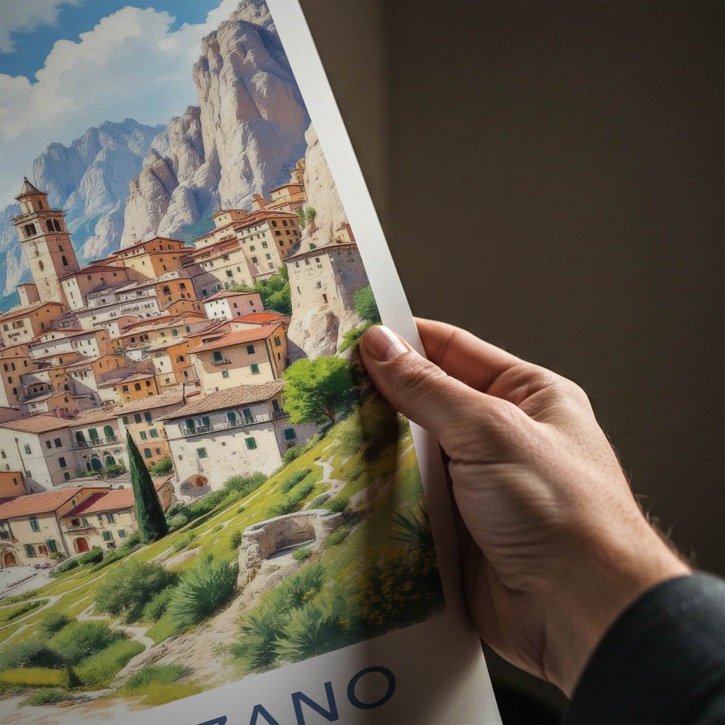Castelmezzano Poster - Italy Travel Art - Mountain Village Scene Home Decor