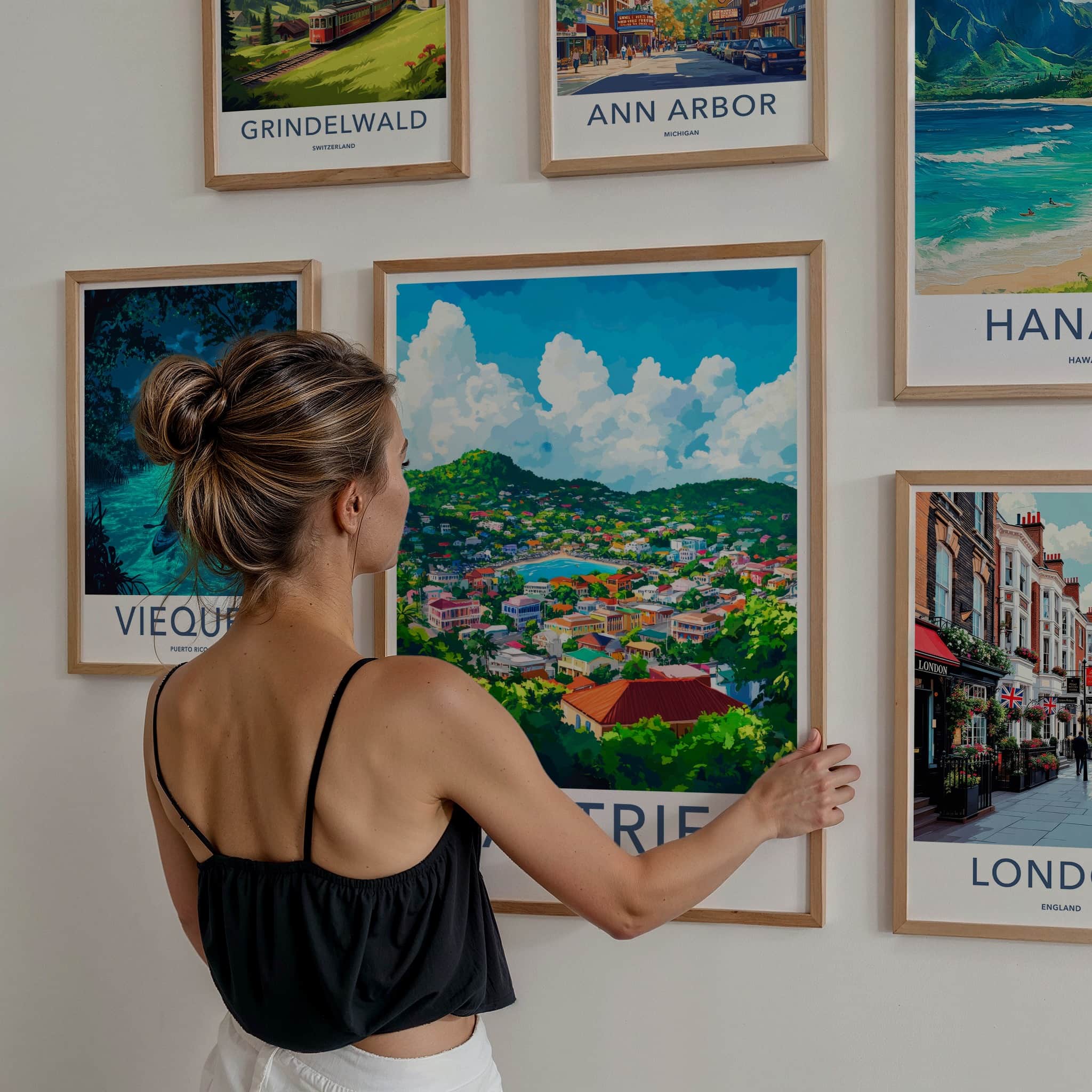 Castries Poster - Saint Lucia Travel Art - Vibrant Hillside Bay Home Decor