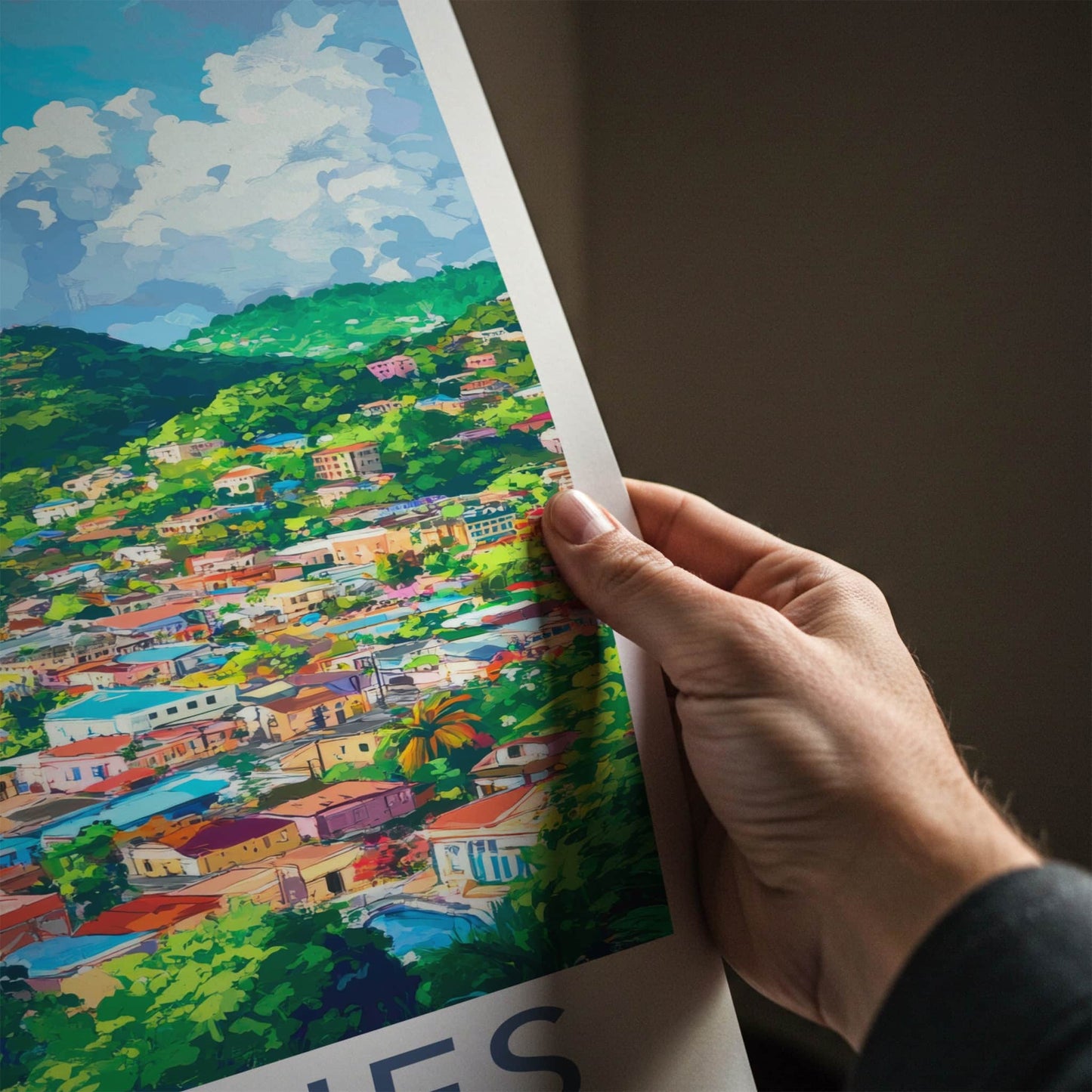 Castries Poster - Saint Lucia Travel Art - Vibrant Island Cityscape Home Decor