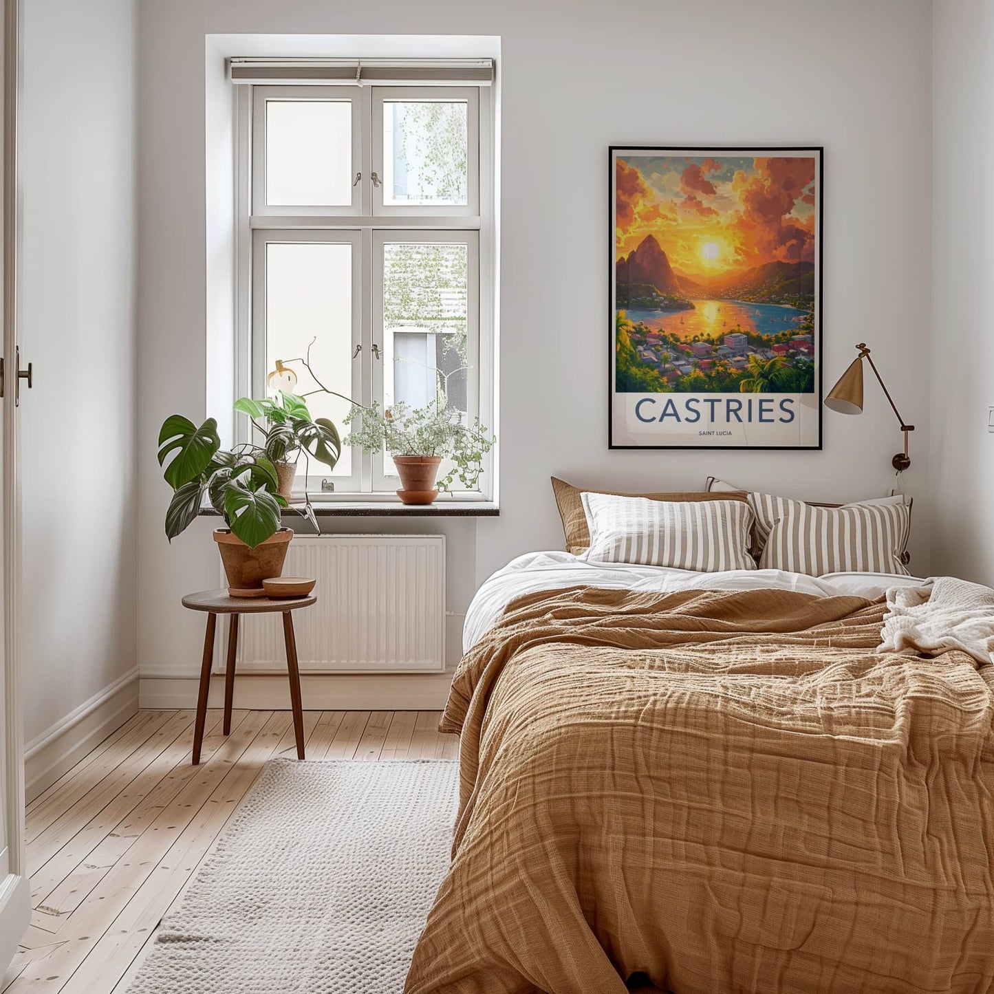 Castries Poster - Saint Lucia Travel Art - Vibrant Sunset Bay Home Decor